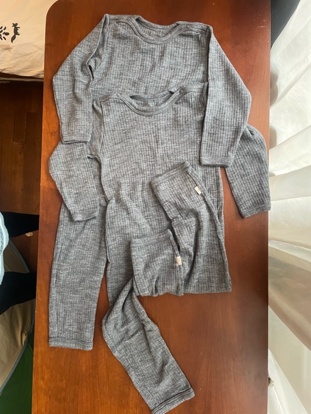 808 Clothing Co Set of 2 Wool Kids Ribbed Thermals with Snap Closure. 2t /92 EU